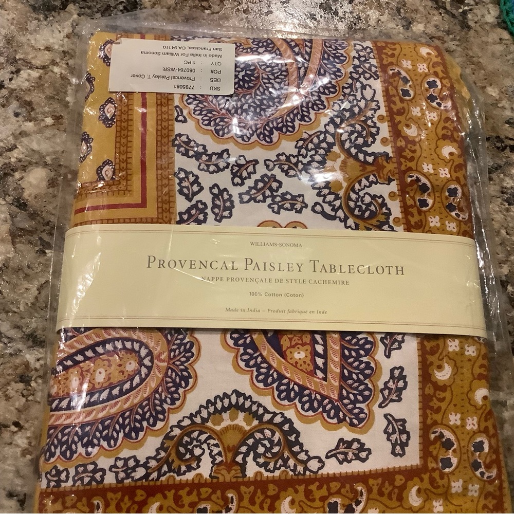 Williams and Sonoma tablecloth. Still in original packaging